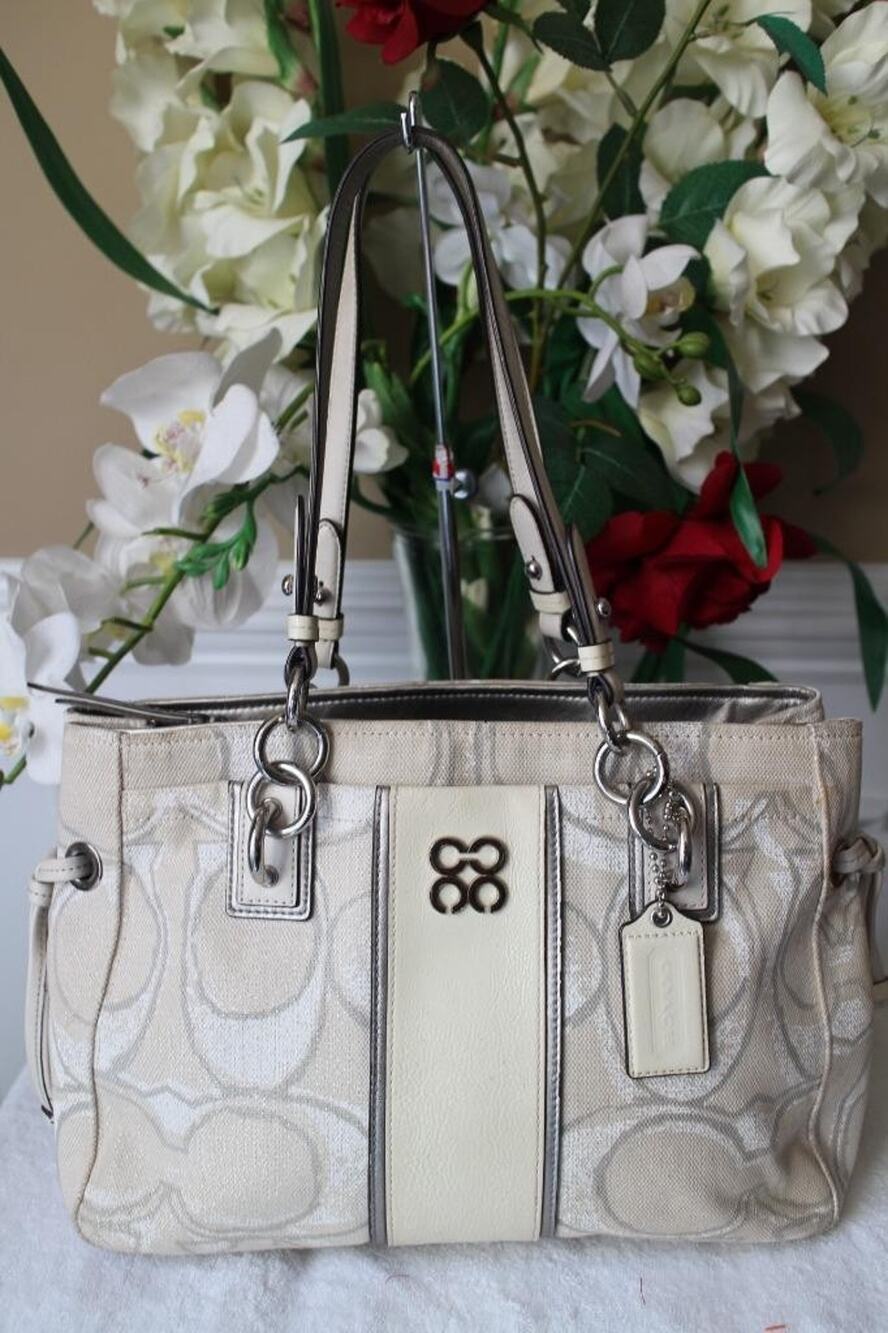 Coach Colette Canvas Signature Stripe Carryall 16414 bag purse (140